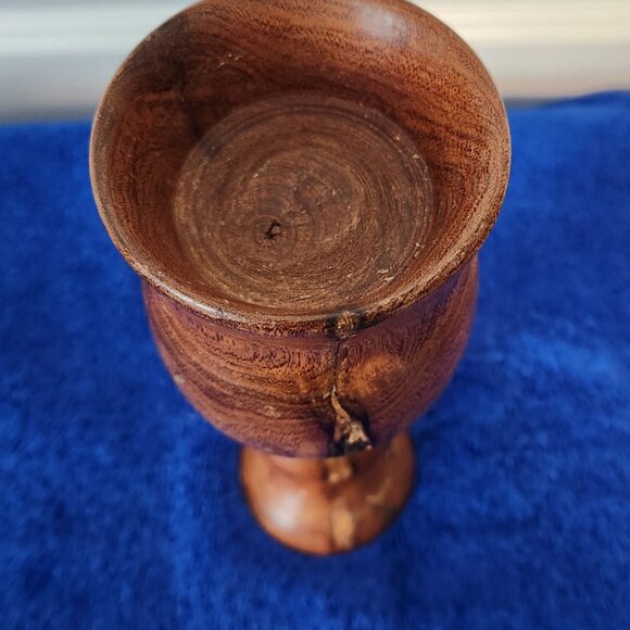 Vintage Hand Carved 9.5" tall Mesquite Candle Holder - Picture 4 of 5